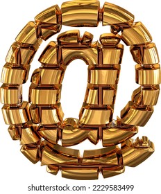 Símbolo 3d hecho de ladrillos de oro