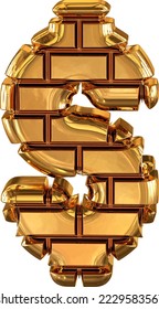 The 3d symbol made of gold bricks