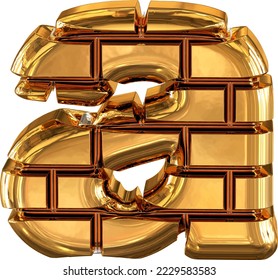 The 3d symbol made of gold bricks. letter a
