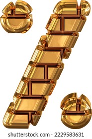 Símbolo 3d hecho de ladrillos de oro
