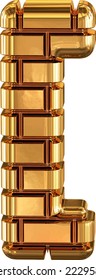 Símbolo 3d hecho de ladrillos de oro