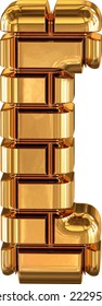 Símbolo 3d hecho de ladrillos de oro