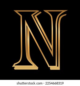3D symbol made of gold N