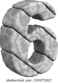 Símbolo 3d de mármol. número 6