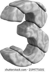 3d symbol made of marble. number 3