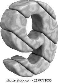 3d symbol made of marble. number 9