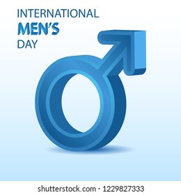 3d symbol of Mars with the text" International Men's Day"