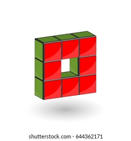 3D symbol out of blocks on white background
