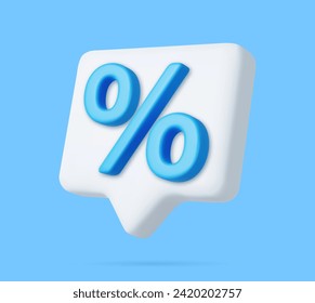 3d Symbol percentage icon message speech bubble. sale discount price digital marketing online notification. 3d rendering. Vector illustration