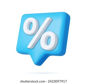 3d Symbol percentage icon message speech bubble. sale discount price digital marketing online notification. 3d rendering. Vector illustration