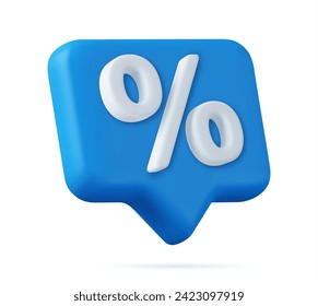 3d Symbol percentage icon message speech bubble. sale discount price digital marketing online notification. 3d rendering. Vector illustration