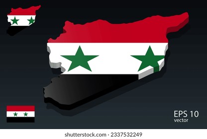 3D Syria map and flag . 3D shape design . Independence day concept . Perspective view . Vector
