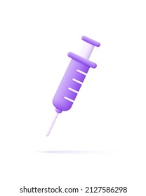 3d syringe isolated on white background. Medical injection syringe. Medicine concept. Can be used for many purposes. Trendy and modern vector in 3d style.