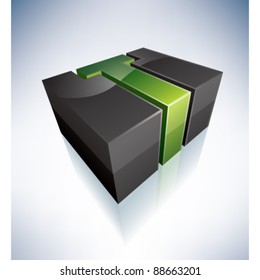 3D T green logo letter (part of the 3D Alphabet Icons Set) EPS v. 10