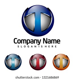 3D T Letter Ball Sphere in Color Variation