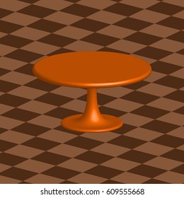 3D table on a checkerboard background. 