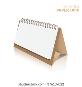 3d table paper card isolated on a grey background. Vector realistic.