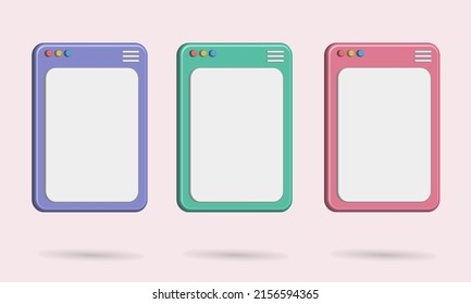 3D tablet blank screen smartphone vector, for edit your image 