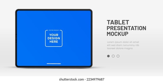 3D El marco de Tablet PC es menos la pantalla en blanco. Elemento de simulación de tablet de dispositivo de pantalla vacía. Se puede usar para aplicaciones móviles, UI UX, presentaciones de negocios. Comprimido ultra realista EPS10 de alta calidad con pantalla editable.