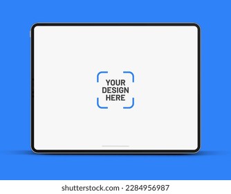 3D Tablet frame less blank screen. Empty screen device tablet mockup element. Can be used for mobile app, UI UX, business presentations. High quality EPS10 ultra realistic tablet with editable 