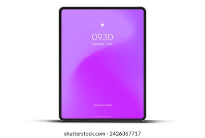 Marco de tableta 3D menos pantalla en blanco. Elemento de maqueta de tableta de dispositivo de pantalla vacío. Se puede utilizar para la aplicación móvil, UI UX, presentaciones de negocios. Tablet EPS10 ultra realista de alta calidad con pantalla editable.