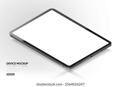 3D Tablet frame less blank screen. Empty screen device tablet mockup element. Can be used for mobile app, UI UX, business presentations. High quality EPS10 ultra realistic tablet with editable screen