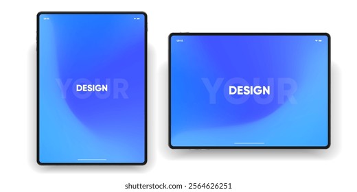 3D Tablet frame less blank screen. Empty screen device tablet mockup element. Can be used for mobile app, UI UX, business presentations. High quality EPS10 ultra realistic tablet with editable screen