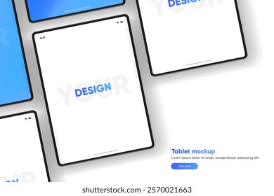 3D Tablet frame less blank screen. Empty screen device tablet mockup element. Can be used for mobile app, UI UX, business presentations. High quality EPS10 ultra realistic tablet with editable screen