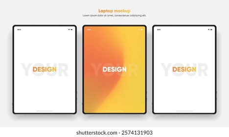 3D Tablet frame less blank screen. Empty screen device tablet mockup element. Can be used for mobile app, UI UX, business presentations. High quality EPS10 ultra realistic tablet with editable screen