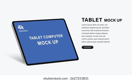 3d Tablet Mockup, Fully Editable File, Replaceable Screen, Separated Shadow and Background for web banner template and advertising poster