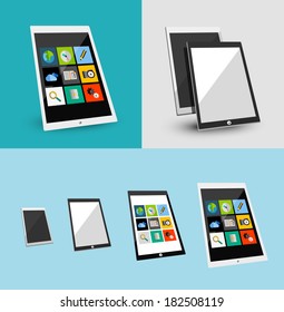 3d tablet responsive flat ui design.