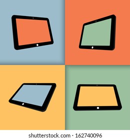 3d tablets with blank screens in color. vector eps10