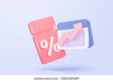 3d tag price icon for online shopping, discount coupon of cash for future use. sales with an excellent offer for shopping, special offer promotion. 3d price tags icon vector render illustration