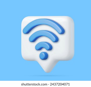 3D talk ballon with a wifi. Speech bubble with wifi icon. 3d rendering. Vector illustration