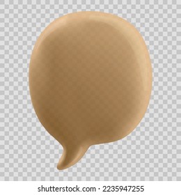 3d talking cloud, shiny cloud foam. 3d talking ballon. Transparent soft brown cloud foam illustration. Modern chatting speech bubble.Vector