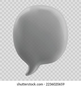 3d talking cloud, shiny cloud foam. 3d talking ballon. Transparent grey cloud foam illustration. Modern chatting speech bubble.Vector