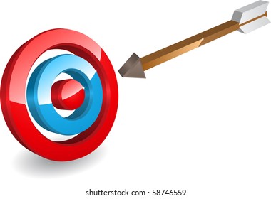 3D target with an arrow. Vector.