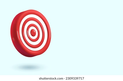 3d target. Banner. Place for text. Business finance realistic target, goal of success, target achievement concept. Cartoon minimal style. Vector