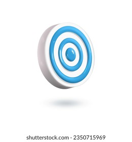 3d target icon. Vector 3d illustration in cartoon plastic minimalistic style. Marketing time concept.