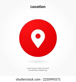 Icono de punto de anclaje de destino 3d. Símbolo del símbolo del icono de la ubicación del mapa rojo. Marcador Gps con fondo blanco aislado para el sitio web de aplicaciones móviles UI UX.