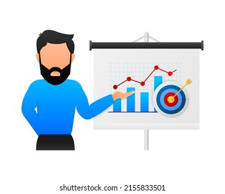 3d target raise for concept design. Vector illustration. Development strategy.