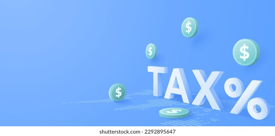 3d TAX and dollar money background. financial management concept. Tax calculating and accounting. vector art illustration.