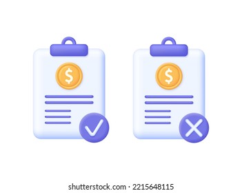 3D Tax form illustration. Filling tax form. Correctly and incorrectly completed Tax form. Accounting, Tax payment, taxable income, financial management concept. Trendy and modern vector in 3d style.