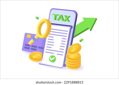 3d tax payment with mobile phone. 3d realistic vector illustration.