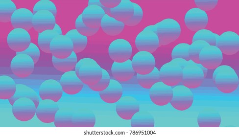 3D teal spheres background. Abstract pink vector illustration. Cyan molecules on vibrant background. Circles levitate on purple space for web design or fashion banner template. 