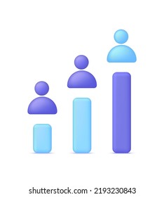 3D Team leader symbol of teamwork. Concept of business success and leadership. Connection to people, problem-solving. Modern vector in 3d style.