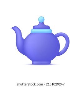 Tetera 3D aislada de fondo blanco. Se puede usar para muchos fines. Vector moderno y de moda en estilo 3d.
