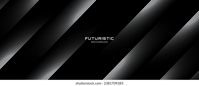 3D techno abstract background overlap layer on dark space with glowing white lines shape decoration. Modern graphic design element future style concept for banner, flyer, card, or brochure cover