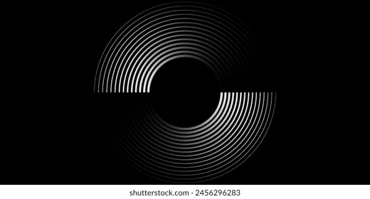 3D techno abstract background overlap layer on dark space with glowing white circles shape decoration. Modern graphic design element lines style concept for banner, flyer, card vector black