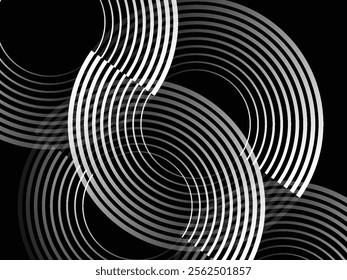 3D techno abstract background overlap layer on dark space with glowing white circles shape decoration. eps10
